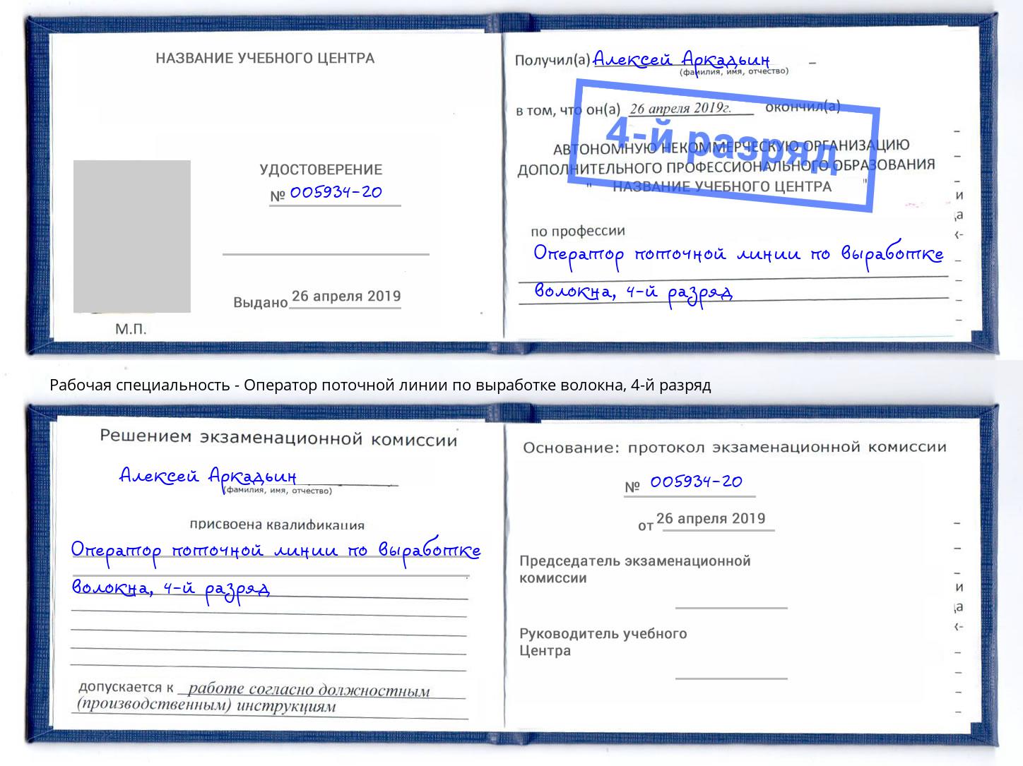 корочка 4-й разряд Оператор поточной линии по выработке волокна Ялта